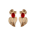 Red Resin Heart Statement Earrings with Gold Tone Wings view 5