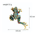 Green Gold Tone Frog Crystal Metal Brooch Pin for Jackets and Lapels view 2