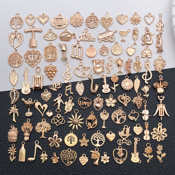 Gold-Tone Musical Instrument Metal Charms with 15 Listed Options