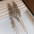Two Tone Wheat Leaf Chain Fringe Statement Stud Earrings view 6