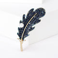 Crystal Leaf Brooch With White Pearl in Green or Blue view 2
