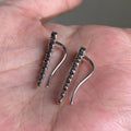 Silver Graduated Clear CZ Ear Climber Crawler Earrings view 4