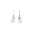 Silver Crystal Hoop Pearl Drop Earrings Fashion Jewelry view 5