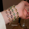Gold-Tone Marquise Leaf Crystal Bracelet Four Colorways view 3