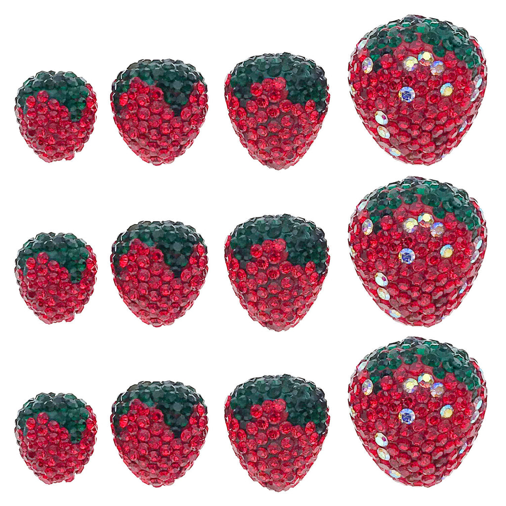 Red Crystal Strawberry Charm Pendant for DIY Bracelet Necklace Keychain Jewelry Making