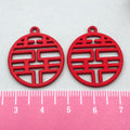 Zinc Alloy Double Happiness Square Charm Pendant for Wedding Candy Box DIY Decoration