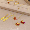 Gold Red Horse Necklace Studs Cuff Coin Drop Earrings Styles view 1