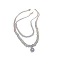 Double Strand Pearl Necklace Crystal Bow Pearl Drop view 5