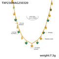 Gold Steel Heart Enamel Charm Necklace And Bracelet Set view 9