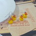 Yellow Duck Pumpkin Hat Fishhook Drop Earrings Pair view 4