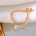 Pull-Through Crystal Tassel Ring Gold Steel Titanium Size 7 view 2