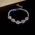 Silver Tone Square Crystal Halo Bracelets In Green Clear Or Pink view 8
