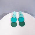 Four Color Gradient Stacked Disc Long Dangle Earrings view 3