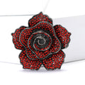 Crystal Rose Flower Brooch With Polished Metal And Sculpted Decorative Details view 2