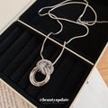 Silver Tone Interlocking Circle Pendant Necklace Pendant Jewelry view 2