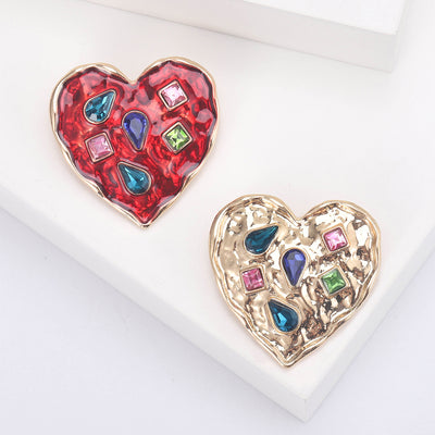Jeweled Heart Brooch shown alone on a light background