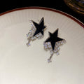 Star Outline Stud Earrings with Crystal Fringe Statement Jewelry view 7