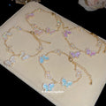 Gold Crystal Butterfly Charm Bracelets Four Pastel Colors view 4