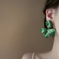 Layered Resin Flower Petal Stud Earrings in Four Colors view 4