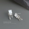 Silver Rectangular Crystal Liquid Melt Drip Stud Earrings view 4