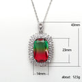 Silver Tone Gradient Crystal Rectangle Pendant Necklace view 5