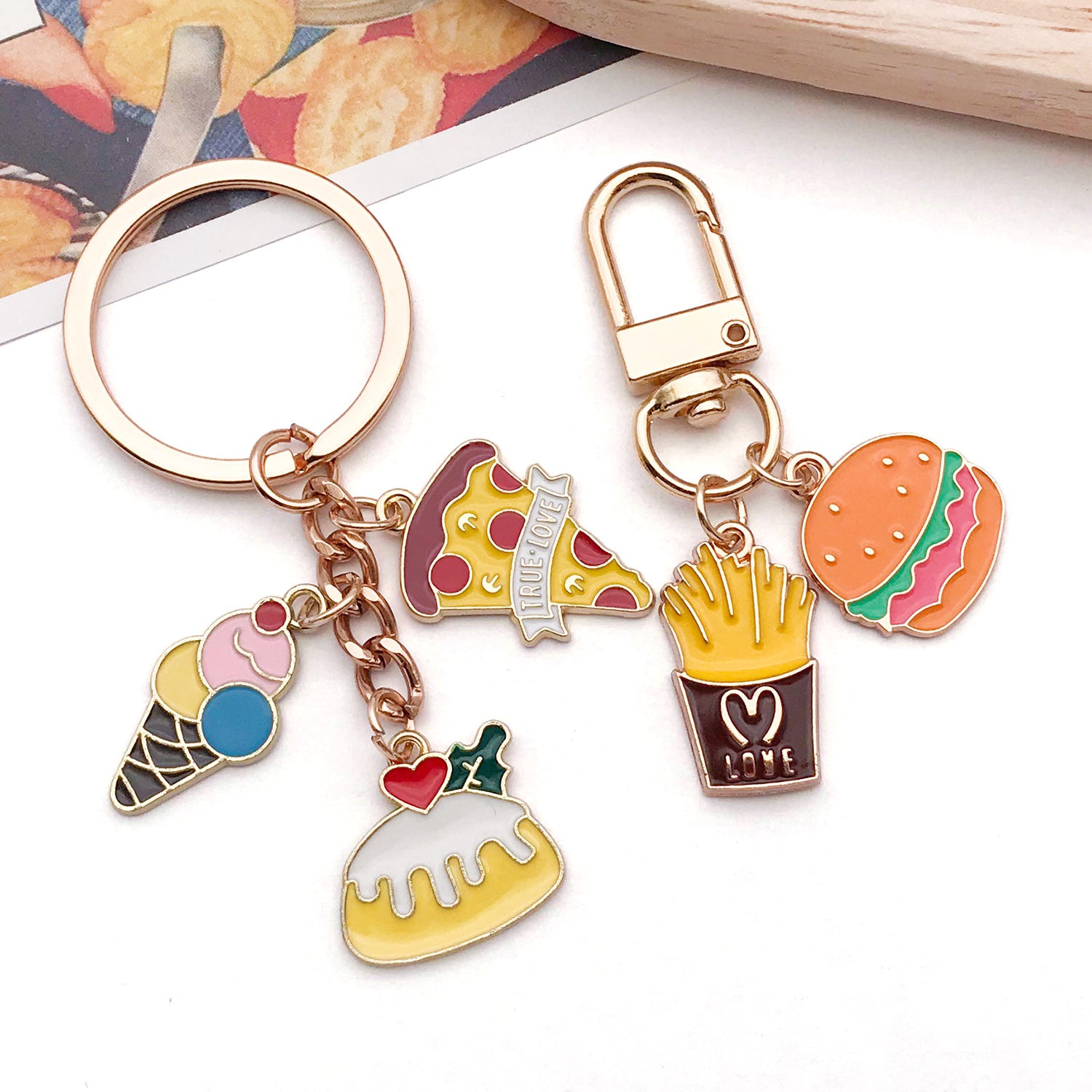 Enamel Zinc Alloy Ice Cream Hamburger Cake Food Charm Pendant for DIY Earrings Necklace