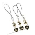 Black Enamel Heart Letter Phone Charm Strap With Gold Clover view 5