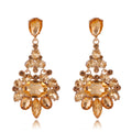 Gold Tone Champagne Cluster Chandelier Tassel Crystal Three Designs Metal Dangle Earrings view 1