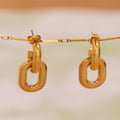 Gold Steel Two Tone Hollow Double U Link Drop Earrings view 3