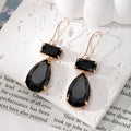Dual Stone Geometric Crystal Dangle Earrings 5 Color Styles view 2