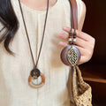 Long Cord Pendant Necklace in Six Wood and Metal Designs view 2