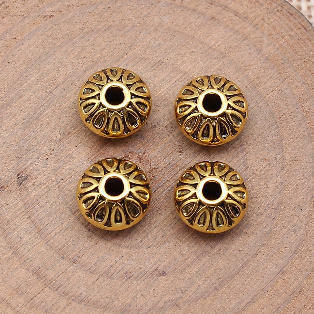 10x10x6.5mm 1.9g Multicolor Zinc Alloy Patterned Small Hole Spacer Beads for DIY Bracelet Jewelry