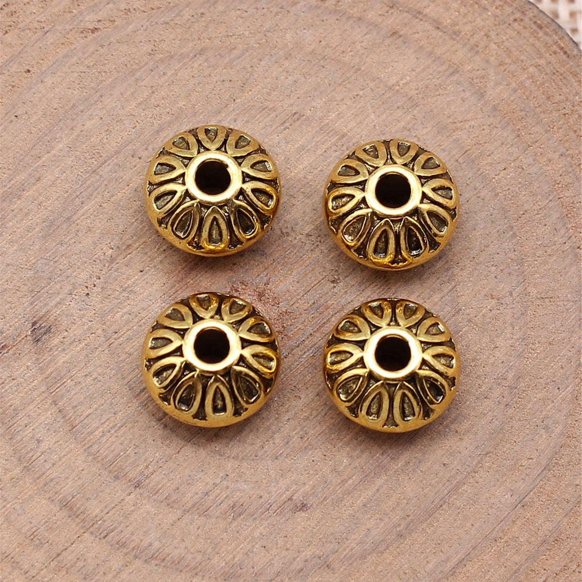 10x10x6.5mm 1.9g Multicolor Zinc Alloy Patterned Small Hole Spacer Beads for DIY Bracelet Jewelry