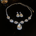 Silver Crystal Teardrop Necklace Stud Earrings Bracelet view 1