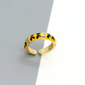 Gold Tone Enamel Leopard Pattern Adjustable Rings in Seven Colors view 7
