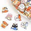 Colorful Enamel Cat Holding Fish Metal Charms, 12 Designs view 1