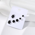 Black Tone Mixed Motif Stud Earring Three Pair Sets view 10