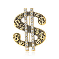Dollar Sign Rhinestone Brooch in Gold or Silver Decorative Lapel Pin view 5