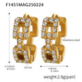 Gold Steel Faux Pearl Drop and Zircon Huggie Hoop Earrings Collection view 10