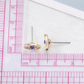 Gold and Silver Tone Crystal Blue Evil Eye Stud Earrings view 4