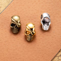 Skull Large Hole Detailed Metal Bead in 3 Vintage Finishes view 1