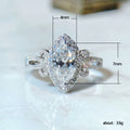Silver Tone Marquise CZ Halo Openwork Band Finger Ring view 5