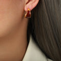 Gold Tone Enamel Crescent Hoop Stud Earrings Multi Color view 10