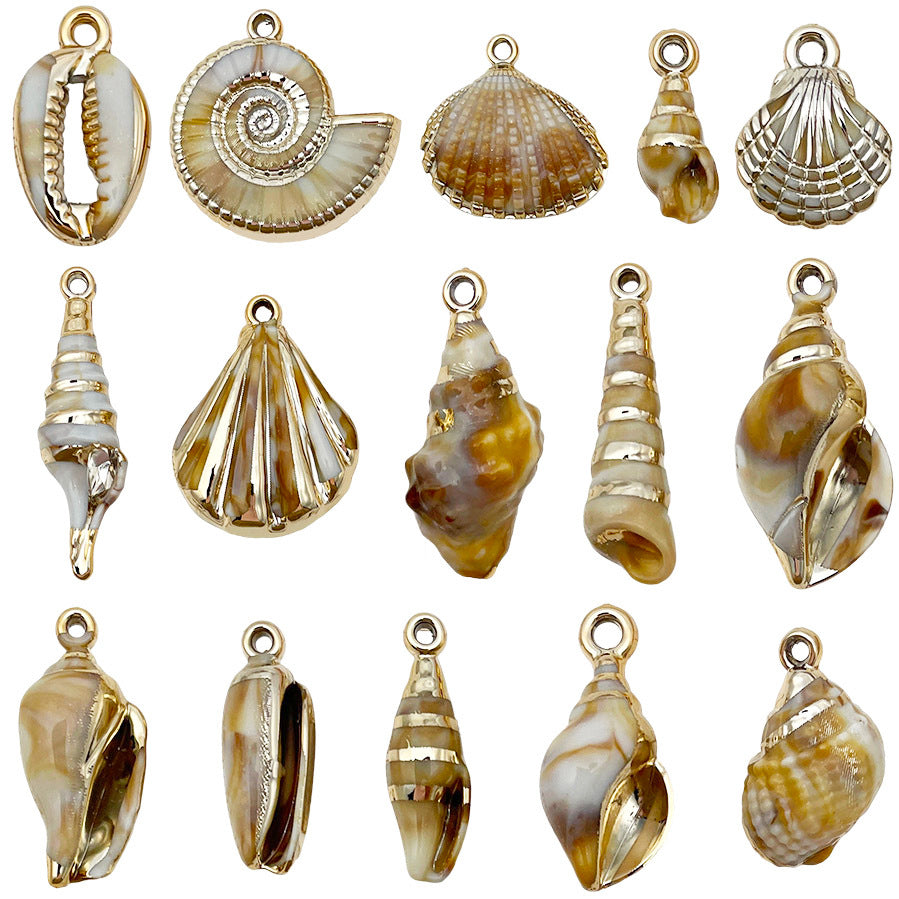 Gold Edge Acrylic Shell Charm Pendant for DIY Necklace Bracelet Earring Jewelry