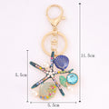 Enamel Starfish Shell Pearl Rhinestone Keychain 4 Colors view 3