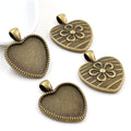 Heart Shaped Metal Pendant Trays in Two Antique Finishes view 2