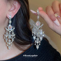 Pink Crystal Chandelier Earrings in Pierced and Clip On Styles view 1