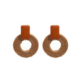 Woven Raffia Look Round Statement Earrings in Two Colors view 5