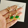 Green Ostrich Figure Charm with Gold Tone Lobster Clasp view 2
