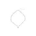 Pearl Turquoise Bead Necklace Oval Shell Pendant Silver view 5